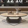 Seaworthy new living room coffee table small apartment simple home modern light luxury high-end Internet celebrity tea table black coffee table slate black frame oval glossy white slate 100