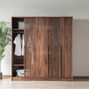 Youthful and trendy black walnut solid wood wardrobe, bedroom wardrobe, five-door wardrobe, new Chinese grille wardrobe, five doors (210*60*220cm)