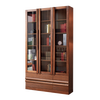 Tiantan furniture bookcase, environmentally friendly solid wood elm board wood combination bookcase, glass door bookcase, modern new Chinese style bookcase, three doors, length 1190mm, width 325mm, height 2100mm