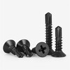 Bingneng 410 stainless steel countersunk head cross self-drilling drill tail screw black flat head dovetail self-tapping screw bolt color steel tile M3.5*13 100 capsules