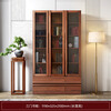 Tiantan furniture bookcase, environmentally friendly solid wood elm board wood combination bookcase, glass door bookcase, modern new Chinese style bookcase, three doors, length 1190mm, width 325mm, height 2100mm
