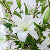 Fascinating makeup artificial flower high-branch lily flower simulated bouquet single living room TV cabinet dining table decoration simulated flower set flower 3 white 3 pink perfume lily + 2 leaves 2 baby's breath (not including vase)
