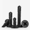 Bingneng 410 stainless steel countersunk head cross self-drilling drill tail screw black flat head dovetail self-tapping screw bolt color steel tile M3.5*13 100 capsules