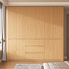 French poetry custom-made oak segmented solid wood handle-free corner arc wardrobe household swing door storage master bedroom wardrobe 1.4m long * 2.4m high four-door oak wardrobe ENF maternal and child grade environmentally friendly antibacterial 18MM thickened oak