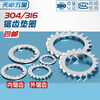 Tianzhuo Hardware 304/316 stainless steel inner serrated outer serrated locking washer anti-slip stop stop back and anti-loosening gasket M3-M30 M16 10 304 inner serrated