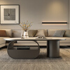 Seaworthy high-end slate coffee table living room small apartment new tea table 2025 modern simple oval living room coffee table light luxury black frame drawer bright white slate 120