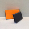 Second-hand 99 new unused full set of Hermes Hermes light blue card holder folding women's wallet card holder 99 new Hermes Calvi card holder black D-engraved