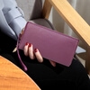 Sephoron soft cowhide long hand wallet for women, versatile 2026 new yellow lucky cowhide double-layer small handbag for mobile phone, purple - first layer cowhide (double main bag)