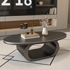 Seaworthy new living room coffee table small apartment simple home modern light luxury high-end Internet celebrity tea table black coffee table slate black frame oval glossy white slate 100