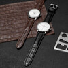 Istrap genuine leather strap for men and women crocodile pattern cowhide suitable for Tissot, Longines, Mido, Citizen, Casio dw, Seiko Seagull, Fiyada, Armani watch with Leloc bracelet, black same color thread丨gold pin buckle and dial interface width 16mm