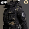 JEEP SPIRIT Spring, Autumn and Winter Soft Shell Outdoor Jacket Men's Military Fan Tactical Motorcycle Jacket Windproof and Waterproof Multifunctional Outer Suit 622 Black Suit 165 (95-110 catties)