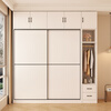 Baili Weiyi package installation solid wood wardrobe bedroom household sliding door cabinet thickened backboard large wardrobe wardrobe 160*200*60 main cabinet + top cabinet