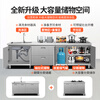 Qinkai overall stainless steel cabinet 304 steel diamond-shaped corner cabinet kitchen cabinet storage integrated sink stove cabinet 2 meters five-door flat style (304 steel thickening) Jinri