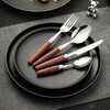 Aoki Shangci Japanese retro solid wood steak cutlery 4-piece set of knives, forks and spoons 304 stainless steel cake knives and forks two-piece set high-end two-piece knife and fork set