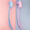 Hasdick HK-8035 thickened plastic long handle double-sided soft bristle cleaning toilet brush bathroom curved crevice brush 10 random colors