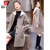 Pierre Cardin 2025 Autumn and Winter Small Casual Hooded Double-sided Cashmere Coat Women's Mid-Length Korean Style Premium Feeling Wool Jacket Gray (Padding) M (Recommended 95-105 catties)