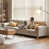 Genji Wood Language Fabric Sofa Simple Modern Living Room Solid Wood Sofa Small Apartment Corner Sofa Gravel White Small Three-Seater