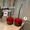 Cherry Toilet Brush Base Bathroom No Dead Angle 2024 New Creative Long Handle Plastic Soft Bristle Cleaning Brush Set Cherry Toilet Brush 1 Pack