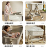 ANGI BABY crib multi-functional bed folding crib removable 0-3 years old baby care table newborn splicing large bed khaki nursing table + mosquito net + storage basket