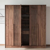 Youthful and trendy black walnut solid wood wardrobe, bedroom wardrobe, five-door wardrobe, new Chinese grille wardrobe, five doors (210*60*220cm)