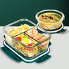 Chuangde heat-resistant glass crisper, microwave lunch box, lunch box for office workers, extra height 3 compartments, 1020+400+ bags+tableware