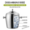 Mengyier stainless steel ice bucket, thickened stainless steel ice bucket, double-layer champagne bucket, red wine ice-cold beer ice bucket, KTV wine 1.2 L binaural drum shaped light + ice clip