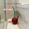 Cherry Toilet Brush Base Bathroom No Dead Angle 2024 New Creative Long Handle Plastic Soft Bristle Cleaning Brush Set Cherry Toilet Brush 1 Pack