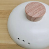 Ceramic pot lid, anti-scalding wooden citron handle, round casserole lid, stew pot lid, thickened simple soup pot lid, light beige wood grain pot lid diameter 20cm