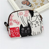 Coin purse female small mini Korean ins canvas small purse zipper canvas cotton bag aunt towel storage bag cute fabric card holder coin purse coin purse-multiple cats