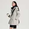ERAL goose down jacket for women, short down jacket, removable U-shaped pillow, waist drawstring, slimming and warm jacket, pine fog gray M 160, recommended 105-115 catties