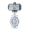 Nanva AT D671F 16P pneumatic full stainless steel wafer-type soft seal lined PTFE butterfly valve DN40