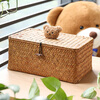 Ken s desktop storage box rattan straw gift box with lid dustproof sundry basket creative gift box jewelry box bear style orange rectangular large size