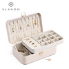 VLANDO double-layer lockable jewelry box travel portable anti-oxidation earrings necklace hair accessories storage box birthday gift