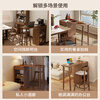 Solid wood bar table small apartment sofa side cabinet telescopic storage cabinet sideboard integrated wall island dining table 1.2 meters solid wood telescopic bar table + 1 bar chair - walnut color - installation included