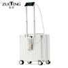 Zuo Ting multifunctional aluminum frame suitcase trolley case, sturdy and pressure-resistant suitcase, password box, small portable boarding case, smoke white 18 inches