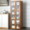 Trojan with door floor-standing kitchen rack storage household storage simple multi-layer dish cabinet sideboard spice cabinet kitchen utensils transparent door 60cm long - seven layers (four doors)