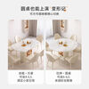 Kongjiang slate dining table telescopic folding storage modern square and round simple dual-purpose household small apartment foldable slate dining table curved sideboard delivery upstairs single table + 4 white leg pumpkin chairs