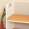 Yisijia Desk Storage Rack Desktop Bookshelf Home Desk Goods Desk Book Artifact Book Bookcase Simple Upgraded Double-Layer Large Black Frame Teak