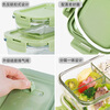 Demas heat-resistant glass crisper, microwave lunch box, lunch box for office workers, Nordic green 3 compartments 1020+400+ pack