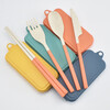 Erisi new three-piece chopstick set wheat straw children's portable tableware set travel foldable detachable spoon chopsticks fork wheat four-piece set - original color