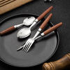 Aoki Shangci Japanese retro solid wood steak cutlery 4-piece set of knives, forks and spoons 304 stainless steel cake knives and forks two-piece set high-end two-piece knife and fork set