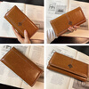 Wanjiazhen retro atmospheric multifunctional women's wallet women's long mobile phone bag Japanese and Korean folding women's wallet clutch bag card bag brown