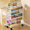 Jungle movable tableside storage small bookshelf classroom desk student books wheeled storage rack bookshelf five layers black