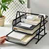 Three-year second shift metal file tray rack multi-layer file tray file column office desktop storage information file iron basket information rack organizer storage rack four-layer silver