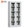 Corini filing cabinet, iron cabinet, office cabinet, information cabinet, voucher cabinet, glass storage cabinet, bookcase with lock, glass double storage cabinet, gray white 1850*850*390mm, can be customized