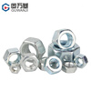 Guwanji iron galvanized hexagonal nuts, white zinc nuts, color zinc hexagonal bolts, screw caps, hardware accessories, fasteners, M6 100 pieces, grade 4 white zinc