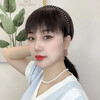 Fiber wig female bangs one-piece rhinestone headband replacement hair piece straight hair wig top cover white hair seamless replacement hair piece full real hair dark brown 25cm