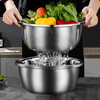 Longzhifan thickened stainless steel rice sieve drain basin dense hole basket washing basin rice washing basin leakage basin round household vegetable washing fruit basket 22cm thickened dense hole leakage basin
