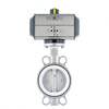 Nanva AT D671F 16P pneumatic full stainless steel wafer-type soft seal lined PTFE butterfly valve DN40