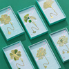 Small carver brass pendant leaf vein metal bookmark stationery custom Chinese antique Forbidden City cultural and creative Teachers' Day gift for teachers and classmates birthday graduation graduation school yellow four-leaf clover souvenir